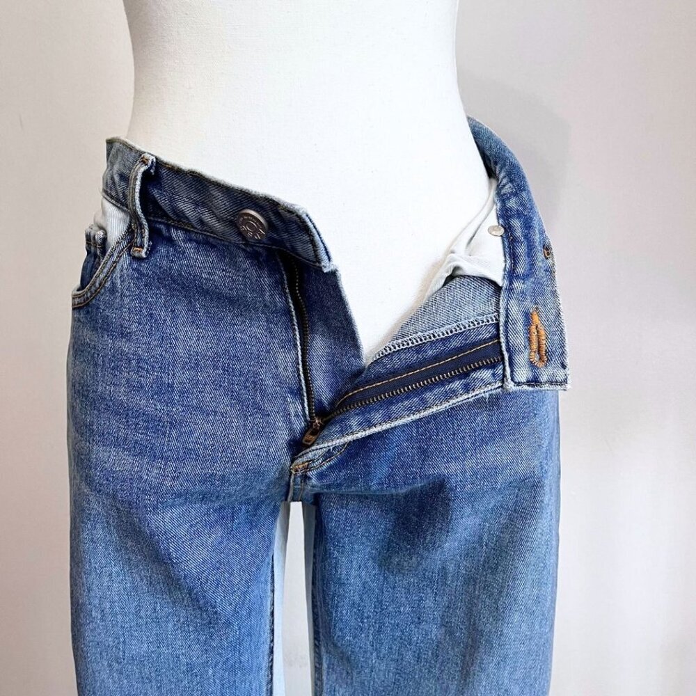 ANDERSSON BELL HIGH RISE PATCHWORK DENIM FLARED RAW HEM CROPPED JEANS - M - Picture 10 of 13